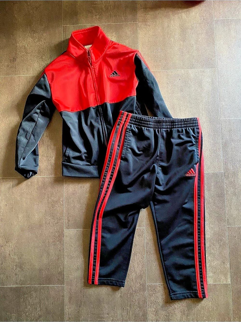 Adidas Kids Track Set in Black & Red